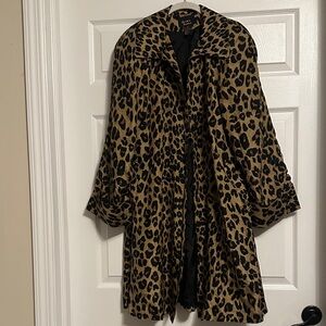 Dennis Basso Silk Leopard Print Swing Jacket, Sz Small